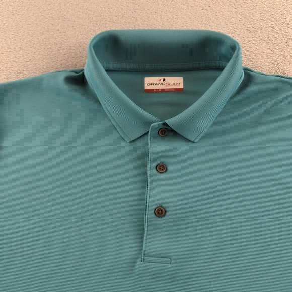 Grand Slam Polo Shirt Mens XL Teal Blue Golf Performance Athletic Short Sleeve - Picture 2 of 8